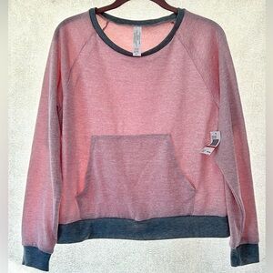 YMI Lightweight Crewneck Pocket Sweatshirt NWT size M Heathered Pink